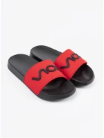 Pohodlné Czarno-czerwony dámské  nazouváky na plochém podpatku