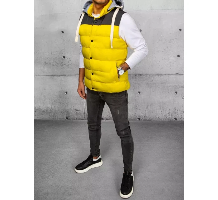 Pánská vesta s kapucí žlutá FashionStreet TX4321 Pánská vesta s kapucí žlutá FashionStreet TX4321
