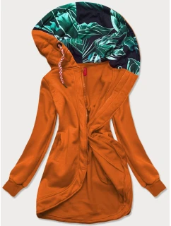 Dlouhá dámská rozepínací mikina v karamelové barvě (AMG815)