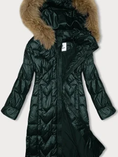 Tmavě zelená dlouhá dámská prošívaná bunda model 21247405 - Glakate