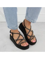 Dámské sandály na se zirkony černé model 21905027 - FILIPPO Dámské sandály na se zirkony černé model 21905027 - FILIPPO