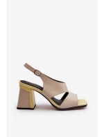 Dámské sandály na podpatku béžové D&A MR38-153