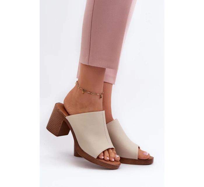 Elegantní Lehké Dámské Sandály Na Podpatku Béžové model 21657982 - EVENTO