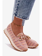 Slip On tenisky se zlatým detailem model 22125447 růžové - Goe