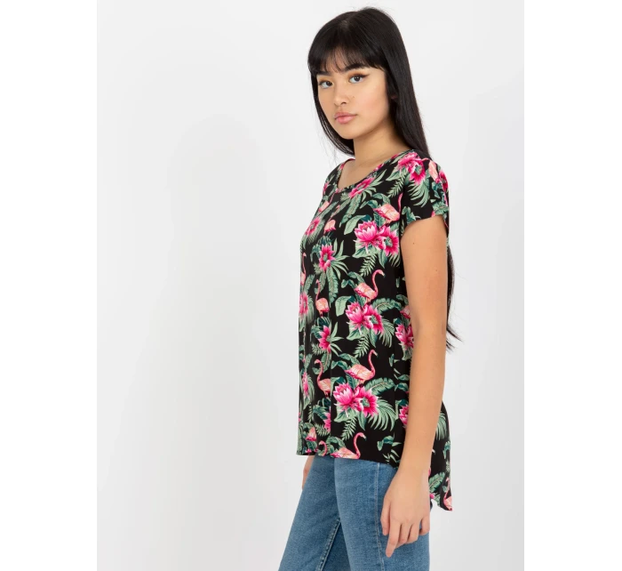 Dámská halenka D73771R10978P černá a zelená - FPrice