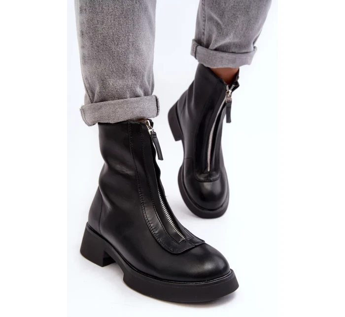 Dámské ploché kozačky se zipem černá Elkasa Dámské ploché kozačky se zipem černá Elkasa