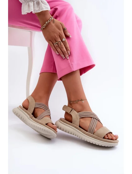 Lehké dámské pohodlné sandály na suchý zip Béžová Ceclea Lehké dámské pohodlné sandály na suchý zip Béžová Ceclea