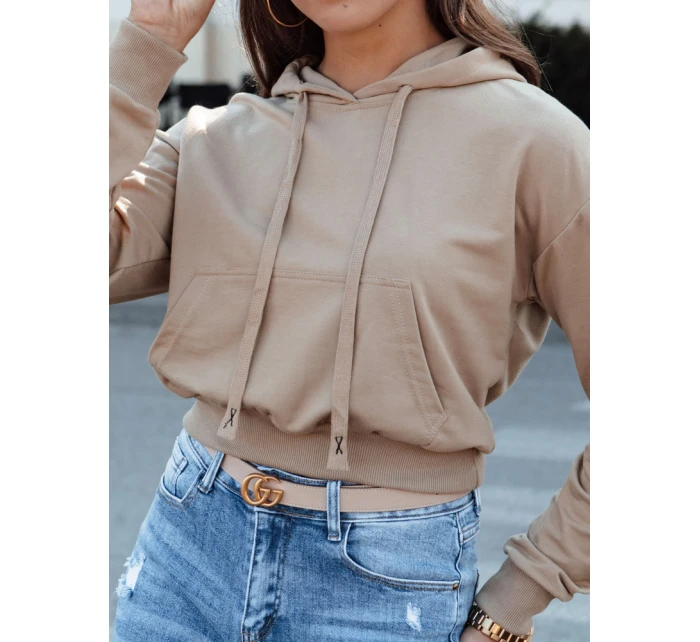 TRENDHOOD dámská mikina s kapucí světle hnědá FashionStreet BY1311
