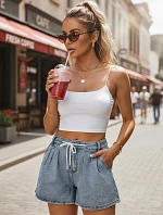 Dámské džínové šortky s vázáním v pase modré FashionStreet SY0552