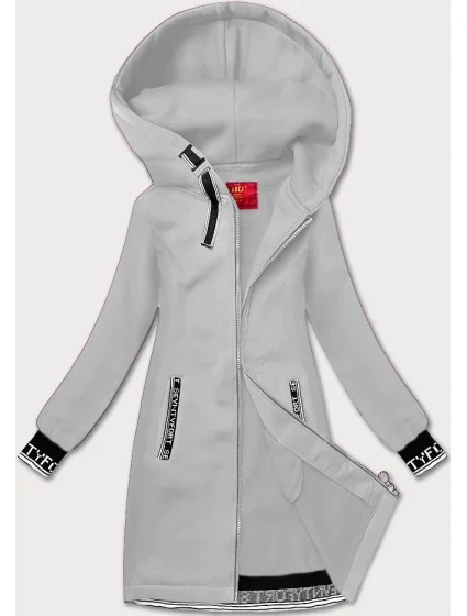 Světlešedá dámská rozepínací dlouhá mikina LHD (AMG-173) Světlešedá dámská rozepínací dlouhá mikina LHD (AMG-173)