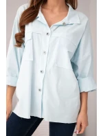 Dámská bavlněná košile s kapsami modrá