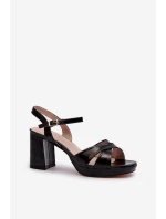 Dámské sandály na podpatku z ekologické kůže černé model 21657968 - EVENTO Dámské sandály na podpatku z ekologické kůže černé model 21657968 - EVENTO