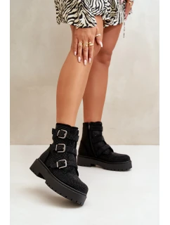 Zateplené boty se zdobením černé model 21670727 - Boto
