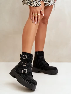 Zateplené boty se zdobením černé Ciascia