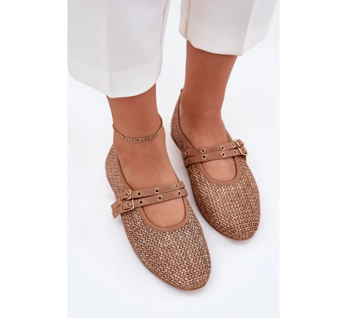 Baleríny S Pletením A Pásky Khaki model 21699466 - Boto