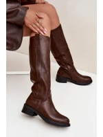 Dámské Boty Na Nízkém Podpatku Zateplené Hnědé model 21704739 - Boto Dámské Boty Na Nízkém Podpatku Zateplené Hnědé model 21704739 - Boto