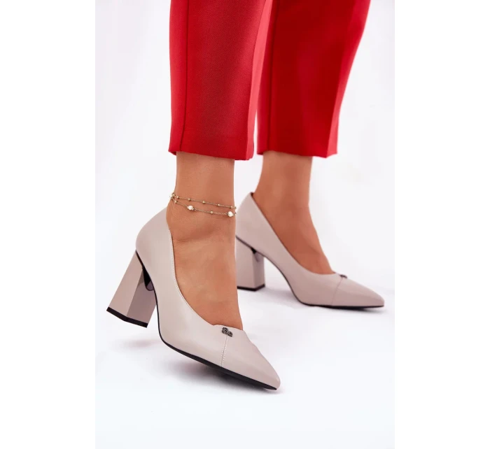 Elegantní dámské lodičky na širokém podpatku Vinceza – šedé