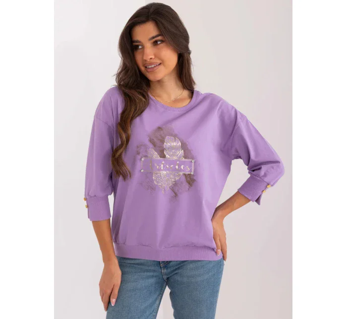 Dámská halenka RV BZ 9573.68 Světle fialová se zlatou - FPrice Dámská halenka RV BZ 9573.68 Světle fialová se zlatou - FPrice