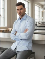 Pánská elegantní hladká modrá košile SLIM FIT FashionStreet DX2614