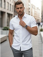 Pánská košile slim fit s krátkým rukávem, bílá, FashionStreet KX1090 Pánská košile slim fit s krátkým rukávem, bílá, FashionStreet KX1090