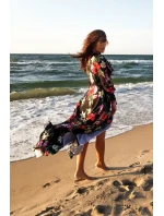 Dámské maxi šaty s výstřihem a se vzorem květů model 20914037 - numoco