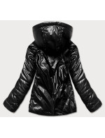 Krátká černá lesklá dámská bunda model 17110306 - MHM