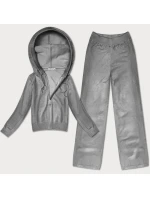 Šedý úpletový dvoudílný komplet - mikina a kalhoty (26C8803-2)