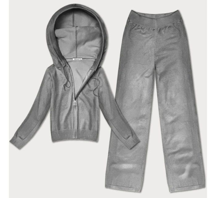 Šedý úpletový dvoudílný komplet - mikina a kalhoty (26C8803-2)