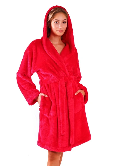 Dámský župan Lilly extra s kapucí 3/4 3320 one size červená - Vestis Dámský župan Lilly extra s kapucí 3/4 3320 one size červená - Vestis