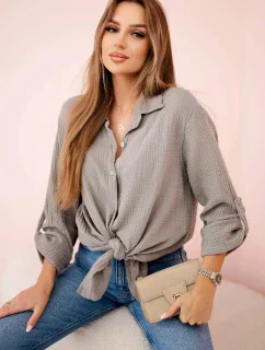 Bavlněná mušelínová košile oversize model 21908591 - K-Fashion