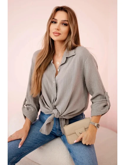 Bavlněná mušelínová košile oversize model 21908591 - K-Fashion