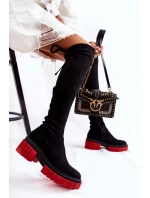 Dámské semišové boty Černá a červená model 21593719 - Boto