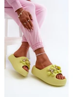 Dámské Piankové Žabky S Ozdobami Na Hrubé Podrážce Limetkové Bremavia Dámské Piankové Žabky S Ozdobami Na Hrubé Podrážce Limetkové Bremavia