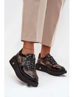 Kožené šněrovací dámské polobotky na platformě model 21710384 - Artiker