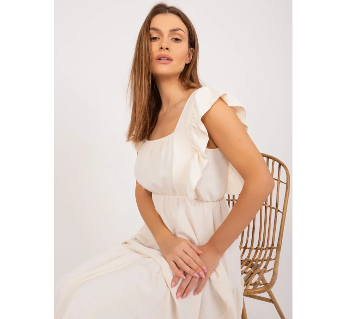 Sukienka DHJ SK model 19905062 jasny beżowy - FPrice Sukienka DHJ SK model 19905062 jasny beżowy - FPrice