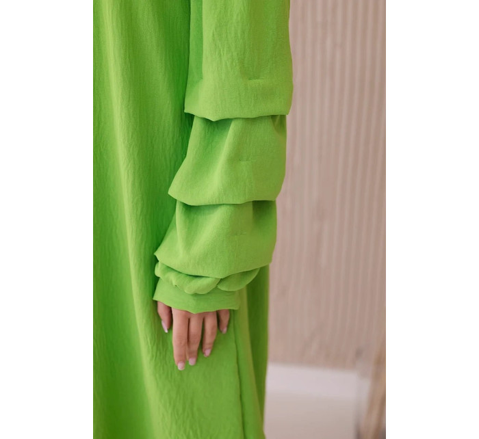 Španělské šaty s ozdobnými rukávy jasně zelené