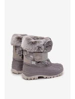 Dětské sněhule s kožíškem na suchý zip Lee Cooper – šedé Dětské sněhule s kožíškem na suchý zip Lee Cooper – šedé