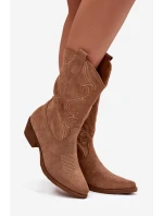 Dámské kotníkové boty cowgirl na podpatku – béžové Lovelle Dámské kotníkové boty cowgirl na podpatku – béžové Lovelle