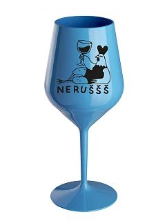 NERUŠŠŠ - modrá nerozbitná sklenice na víno 470 ml