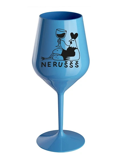 NERUŠŠŠ - modrá nerozbitná sklenice na víno 470 ml