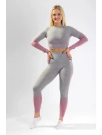 Dámský CropTop s dlouhým rukávem 5.0. růžový melír - Naine Dámský CropTop s dlouhým rukávem 5.0. růžový melír - Naine