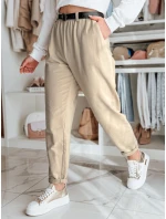 Dámské kalhoty chinos s páskem TAILANDI latte FashionStreet UY2549