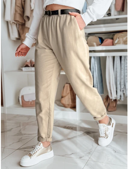 Dámské kalhoty chinos s páskem TAILANDI latte FashionStreet UY2549