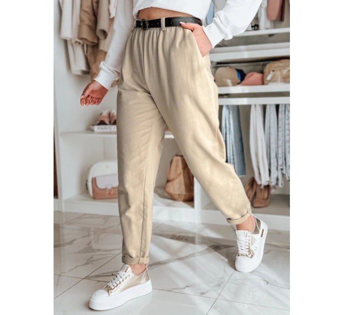 Dámské kalhoty chinos s páskem TAILANDI latte FashionStreet UY2549