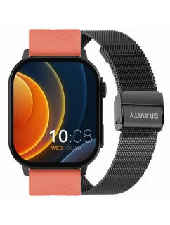 Chytré hodinky Gravity model 21805515 Červený silikonový řemínek + černý náramek