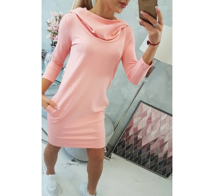 Šaty s kapucí a kapsami meruňková