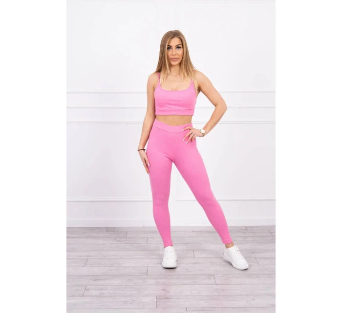 Souprava s blůzou nahoře pruhovaná světle růžová