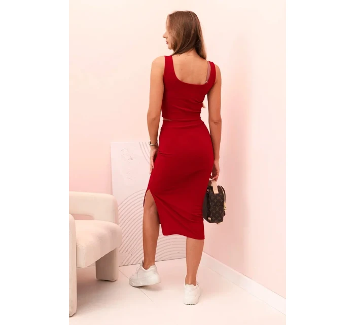 Dámský top a vroubkovaný sukně Burgundsko