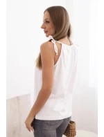 Dámská bavlněná tílko s uvázáním u krku bílá