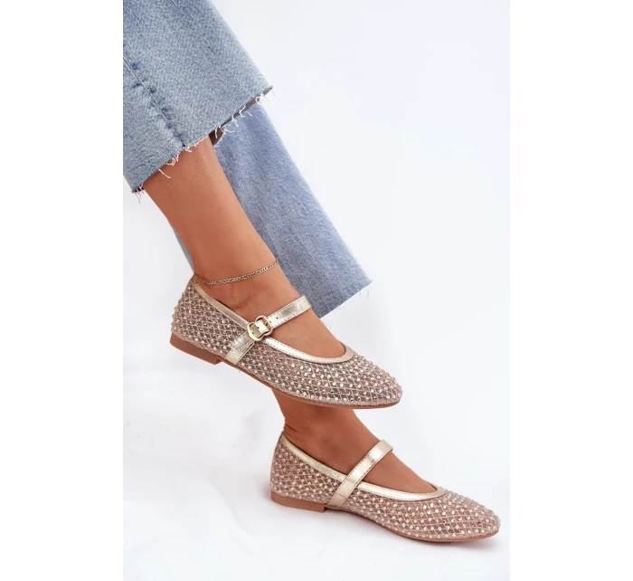 Zdobené Dámské Baletky S Pásem A Sponou Zlaté Avirae Zdobené Dámské Baletky S Pásem A Sponou Zlaté Avirae